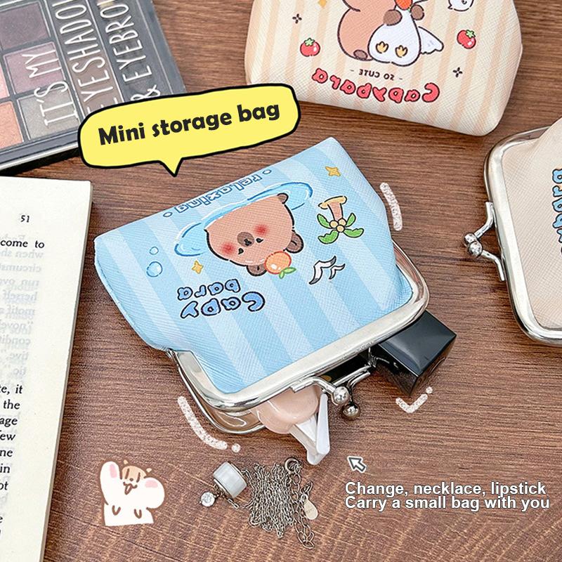 Cartoon Capybara Pu Coin Purse Pouch Cute Wallet Portable Mini Storage Bag Lipstick Key Earphone Organizer For Kids Gifts