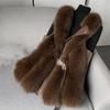 Women Winter Vest Coat Thick Fluffy Fur Cozy Faux Solid Color Sleeveless Button
