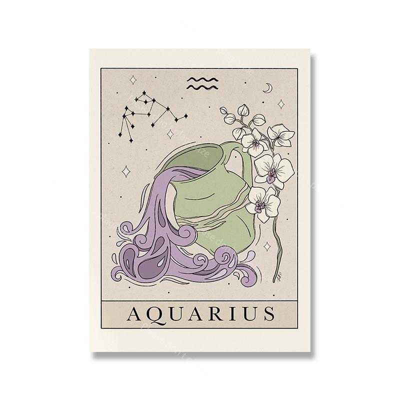 

Богемный Зодиак Арт Плакаты и Принты Холст Картины Таро Вдохновленная Астрология Дева Водолей Созвездие Картина Декор 21x30cm No Framed