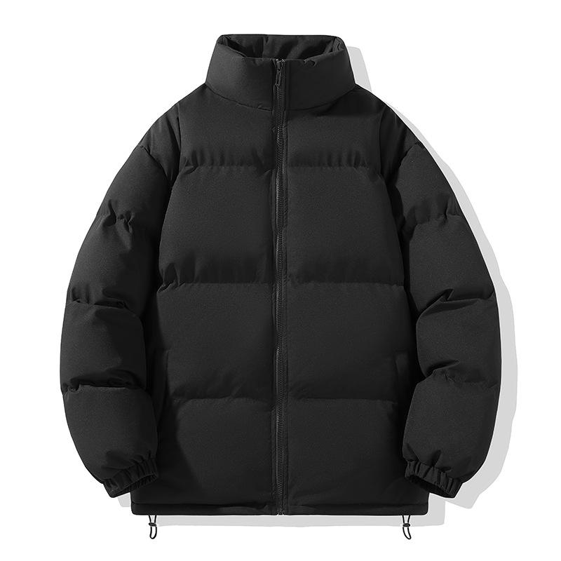 

Осенняя новая одежда с хлопковой подкладкой для пар, однотонная одежда с воротником-стойкой и хлопковой подкладкой, мужская модная тенденция, одежда с хлопковой подкладкой, утолщенная теплая одежда для хлеба 3XL чёрный