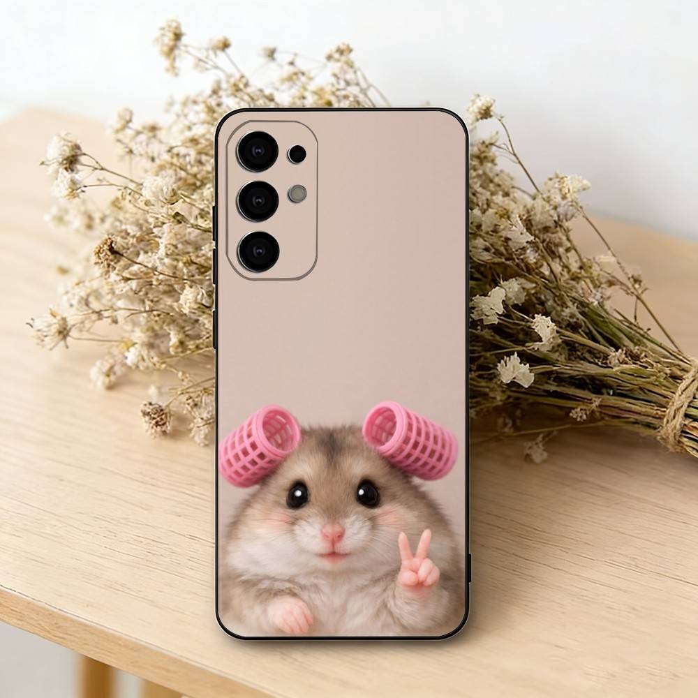 Cute Animal fluffy Hamsters  Phone Case For Samsung S25,S24,S21,S22,S23,S30,Ultra,S20,Plus,Fe,Soft Silicone Black Cover
