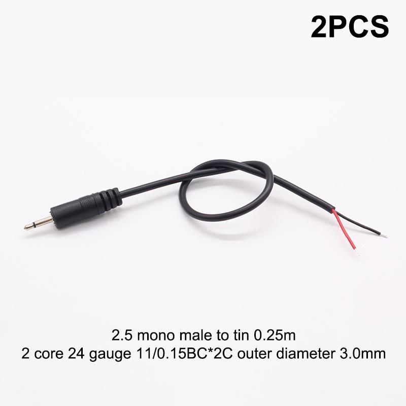 2Pcs 2.5Mm 3.5Mm 1/8'' Mono Stereo Male Female Plug Jack Connector 2/3/4Pin Aux Extension Wire Diy Audio Earphone Mic Repair