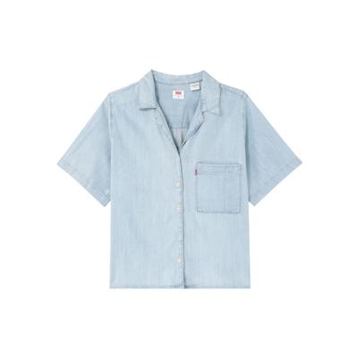 Levis Solid Color Loose Fit Short Sleeve Shirt Women Shirts Blue A7175-0001