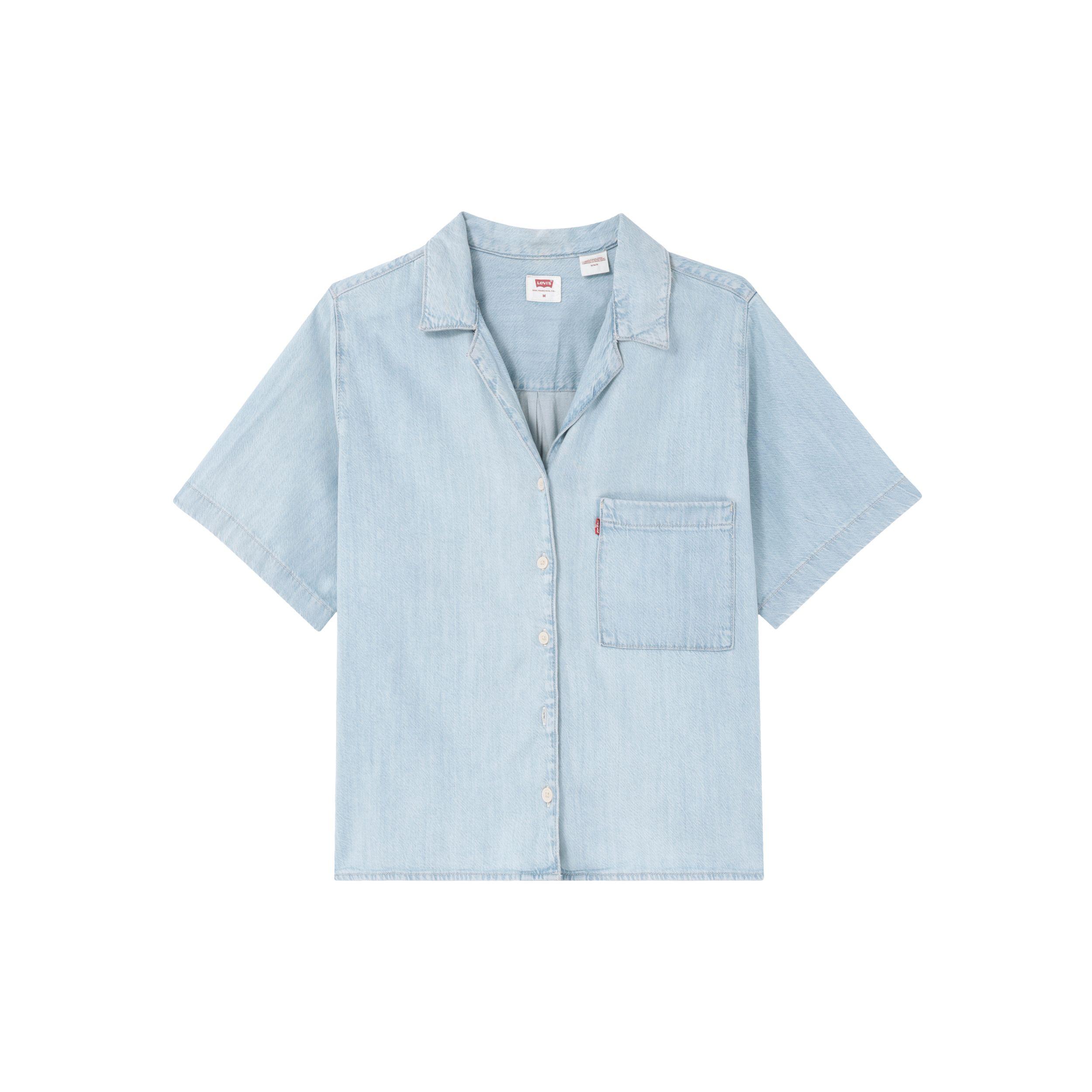 

Женская рубашка Levis однотонная свободного кроя с коротким рукавом синяя A7175-0001 S