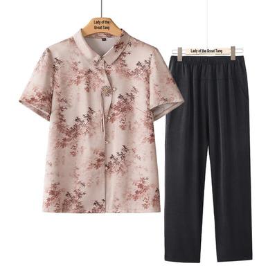Elegant Summer Short Sleeve Set for Middle-Aged & Elderly Women
