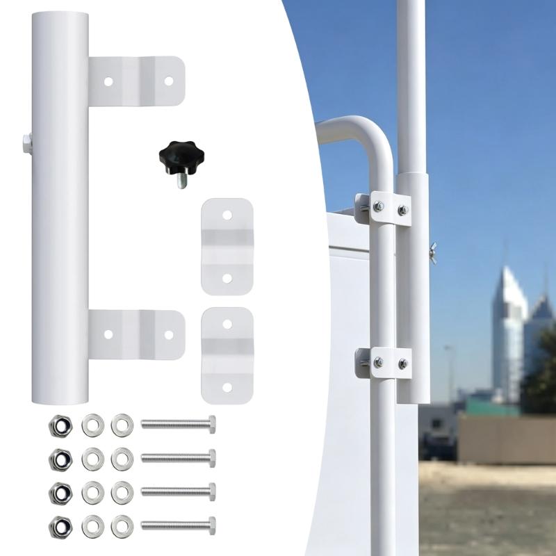 Vehicle Flagpole Bracket for Displays, Tubular Mount with Backing Plates and Hardware for Recreational Vehicles