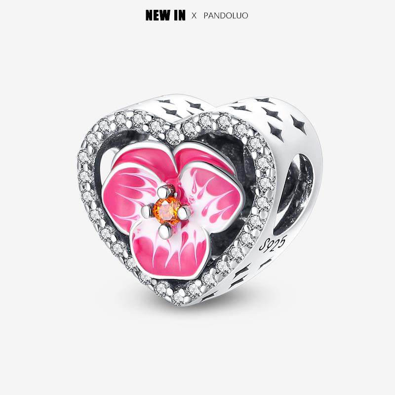 New In Heart Shaped Pattern Charm Beads Fits Pandach Original Bracelet Women Copper Pendant Bead Jewelry Gift