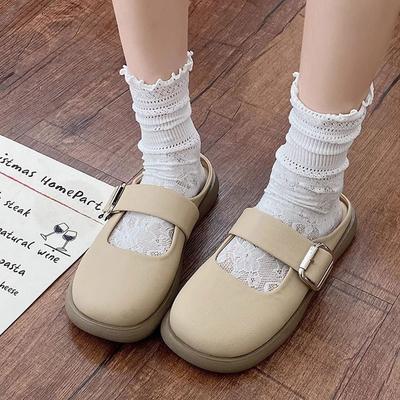 Lazy Evening Breeze~! Soft Stepping On Shit Mary Jane Sandals Women's Summer Ins Wear Breathable Bag Head Cool Slippers