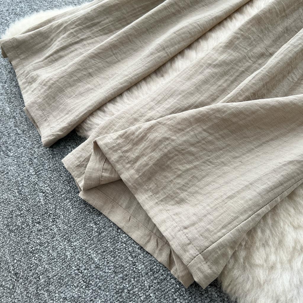 Summer Women Chic Boho Cotton Linen High Waist Wide Leg Pocket Pant Trouser With Belt For Girls