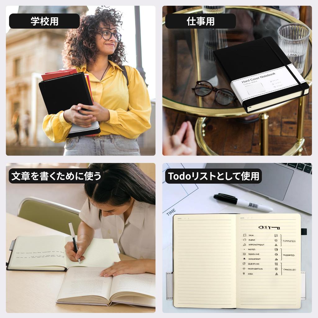 CAGIE A5 Stylish 320 Classic with Pen 100gsm for Adults and Travel Elastic Black Notebook, Diary, Pages, Hardcover, Notebook, Holder, Business,