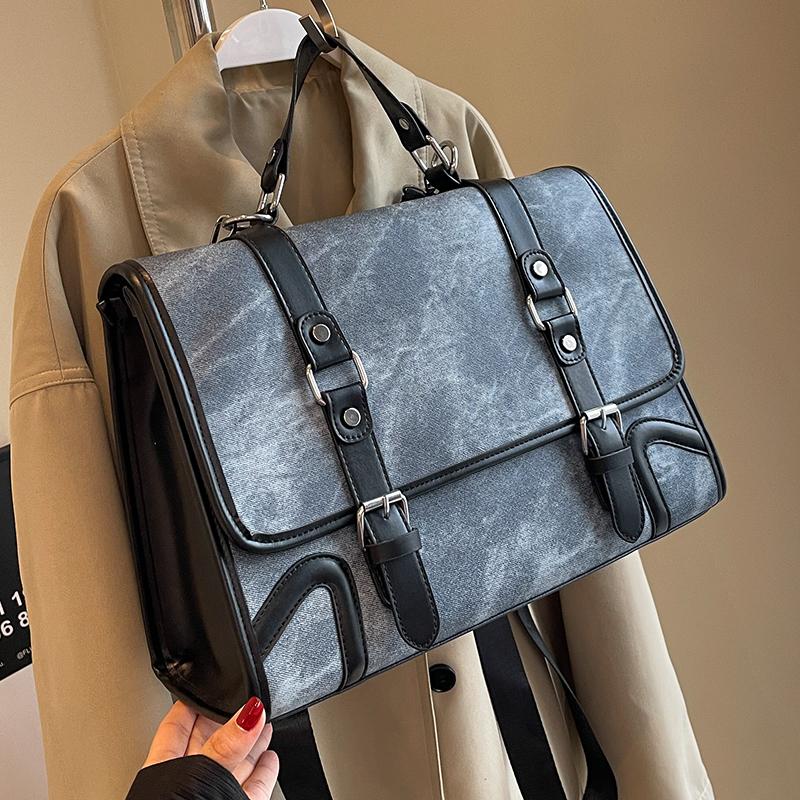 Retro Backpack Women New Fashi Briefcase Versatile Large Capacity Shoulder Bag Casual Backpack College Student Schoolbag 35x25x15