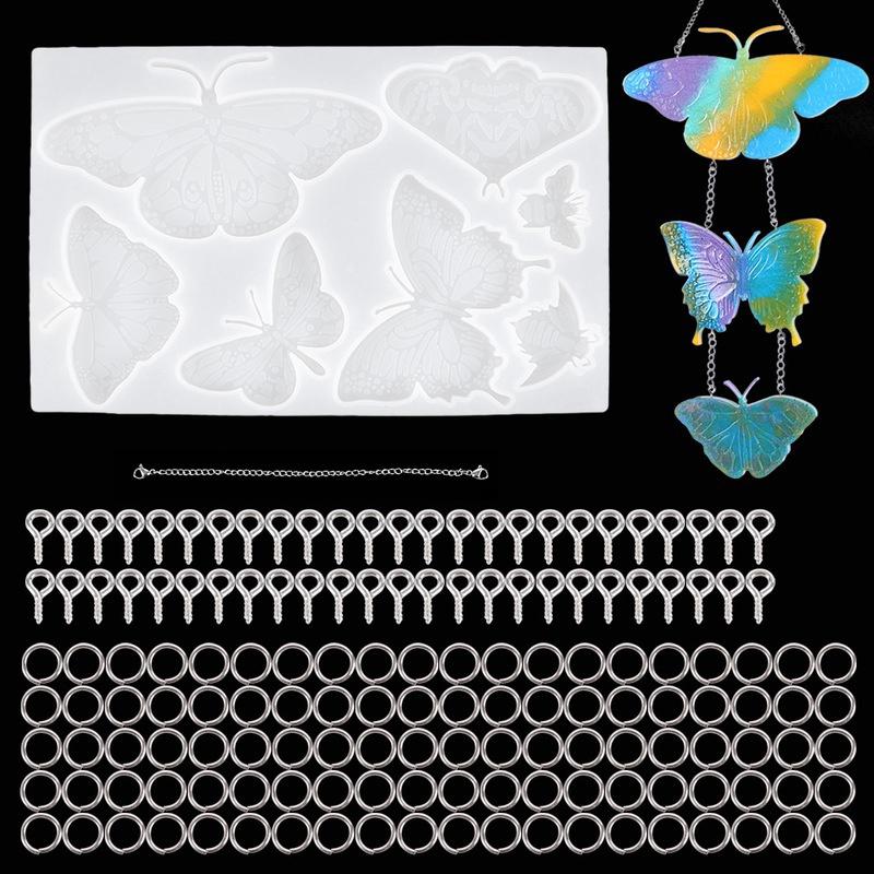 Sommerfugl Resin Silikonform Vindklokker Nøkkelring Halskjede Anheng Smykker Håndverk Støping DIY Form for Hjemmedekorasjon