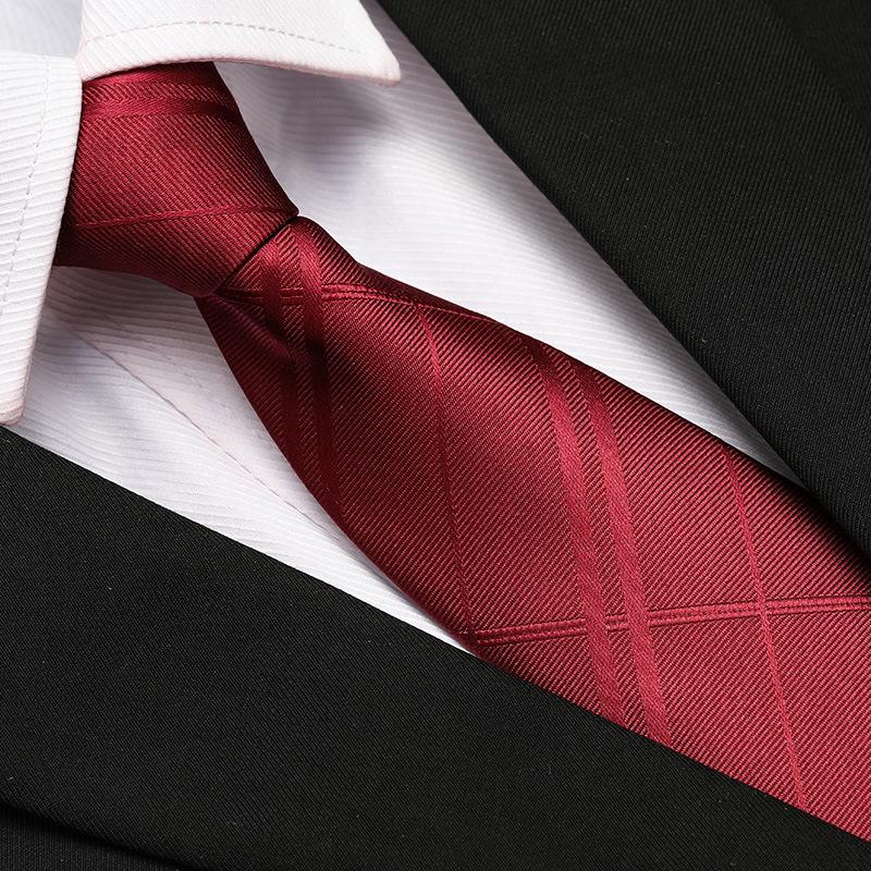 Men'S Formal Wedding Business Tie 8Cm Groom Wedding Banquet Burgundy Tie Hand Zipper Men And Women