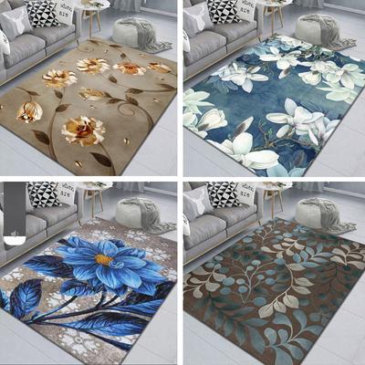 Alfombra Floral Grande Lavable para Sala de Estar Dormitorio Alfombra Pintada a Mano Decoración Alfombra para Mesa de Té