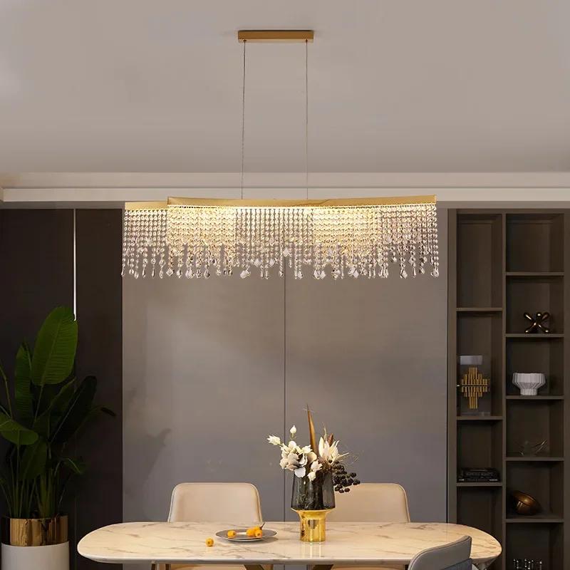 Nordic K9 Crystal Chandelier Luxury Hanging Lamp Gold Led Circle Ceiling Pendant Light Lustre Home Decor