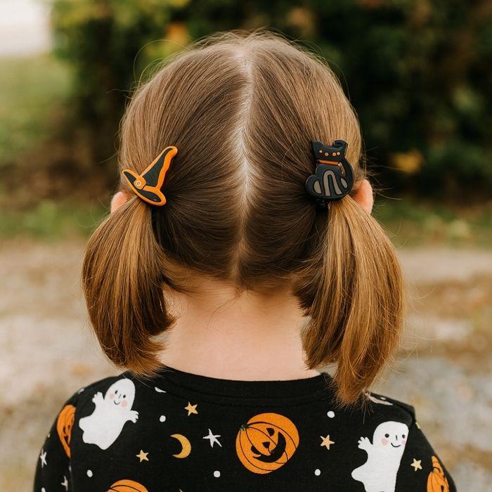 Set of 8 Halloween Hair Ties – Random Patterns, Mixed Colors | Children & Adults