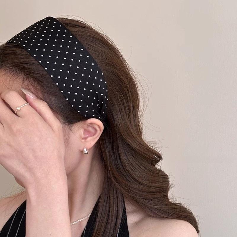 Retro Black White Polka Dots Wide Edge Headbands Woman Temperament Non-Slip Hair Band Hair Accessories