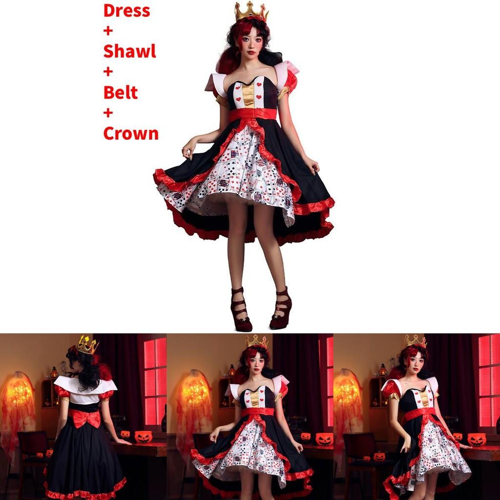 Alice In Wonderland The Red Queen Halloween Dress With Spandex Blend For Theatrical Stage Performance Female
