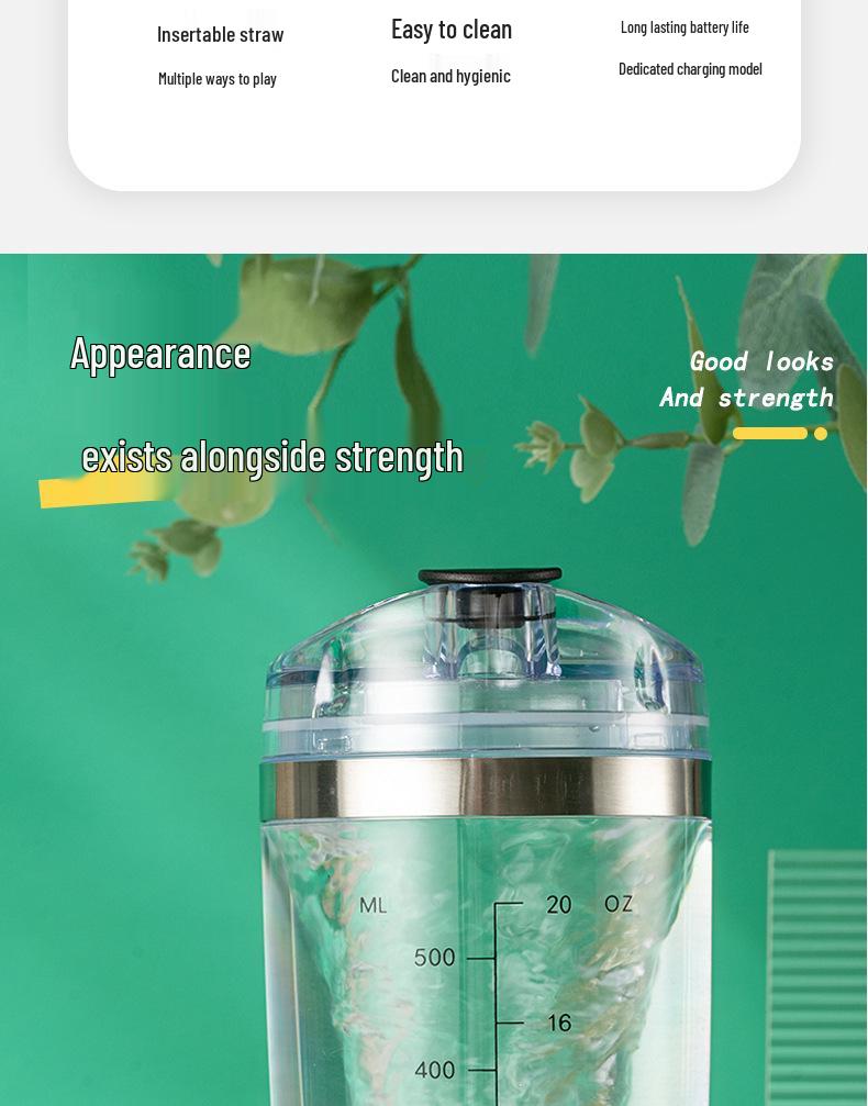Rechargeable Electric Protein Shaker Cup – Fully Automatic with Custom Logo Options for Fitness Enthusiasts