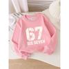 European Sizes Crewneck Sweatshirt for Kids - Six Seven with a Cracked Red And White Design, Ideal for Sports And Casual Outings, Soft And Cozy