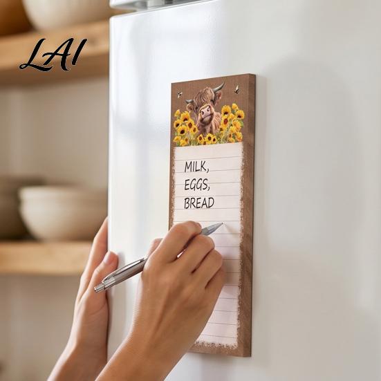 College Ruled Magnetic Sheet Refrigerator Notepad Highland Cow/Bow/Leopard Print Shopping To-do List with Magnet Pad for Kitchen Fridge And
