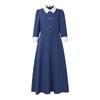 ZANZEA Women Splice Collar 3/4 Sleeve Casual Long Dress