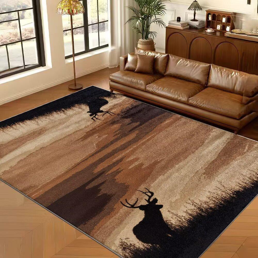 Brown American Vintage Style Large Living Room Rug Home Room Decoration Aesthetic Rugs for Bedroom Indoor Antiskid Carpet Mat