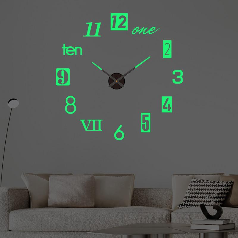 Simple, Hole-free Diy Wall Clock, Creative Living Room and Bedroom, Silent Clock, Mirror Wall, Decorative Clock, Luminous