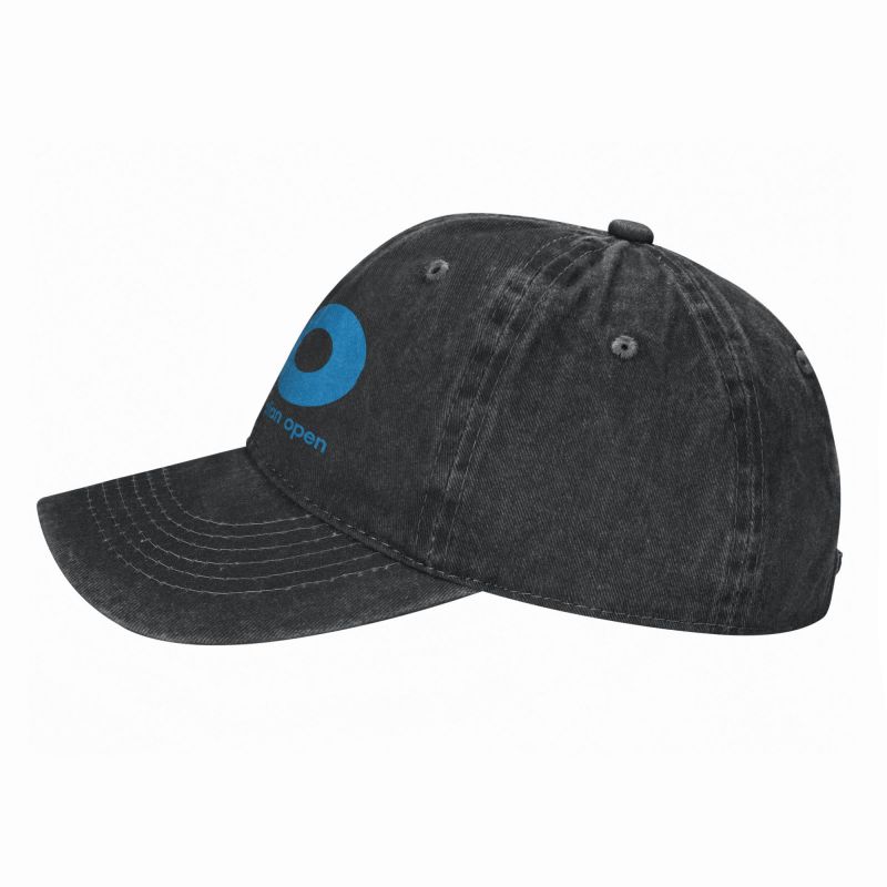 Australian Open AO Print Baseball Cap Vintage Washed Cotton Denim Snapback Cap Retro Trucker Hat Unisex Adjustable Sun Visor Hat