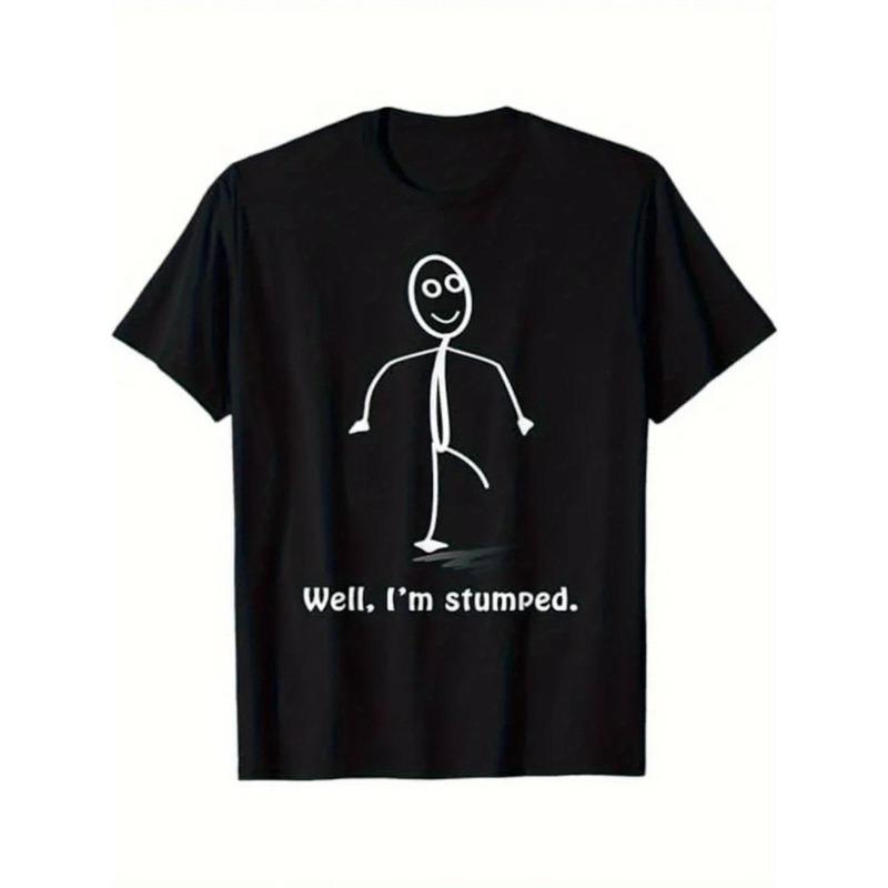 

Humorous Stumped Stick Figure Graphic Tee - Comfortable And Breathable Material,Long-Lasting Print, Washable Casual Humor Wear S чёрный