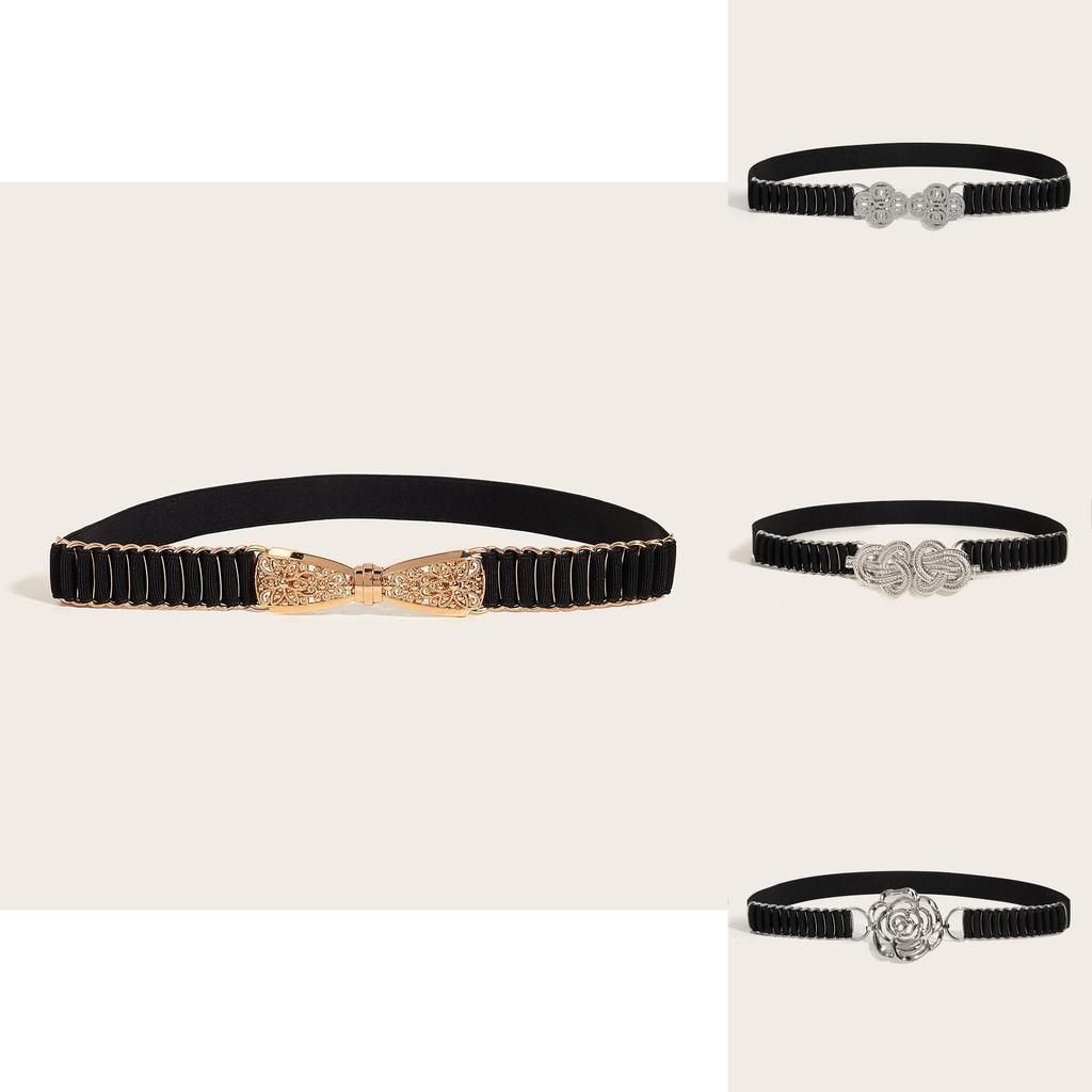 Ladies Metallic Waist Belt With Snap Button Closure For Dresses And Casual Wear