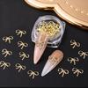 30 Stuks/Doos 3D Verfijnde Metalen Ties Nail Art Charms Minimalistisch Goud Zilver Lint Lijn Strikken Vleugels Gemengde Nagel Decoraties Diy Nagels