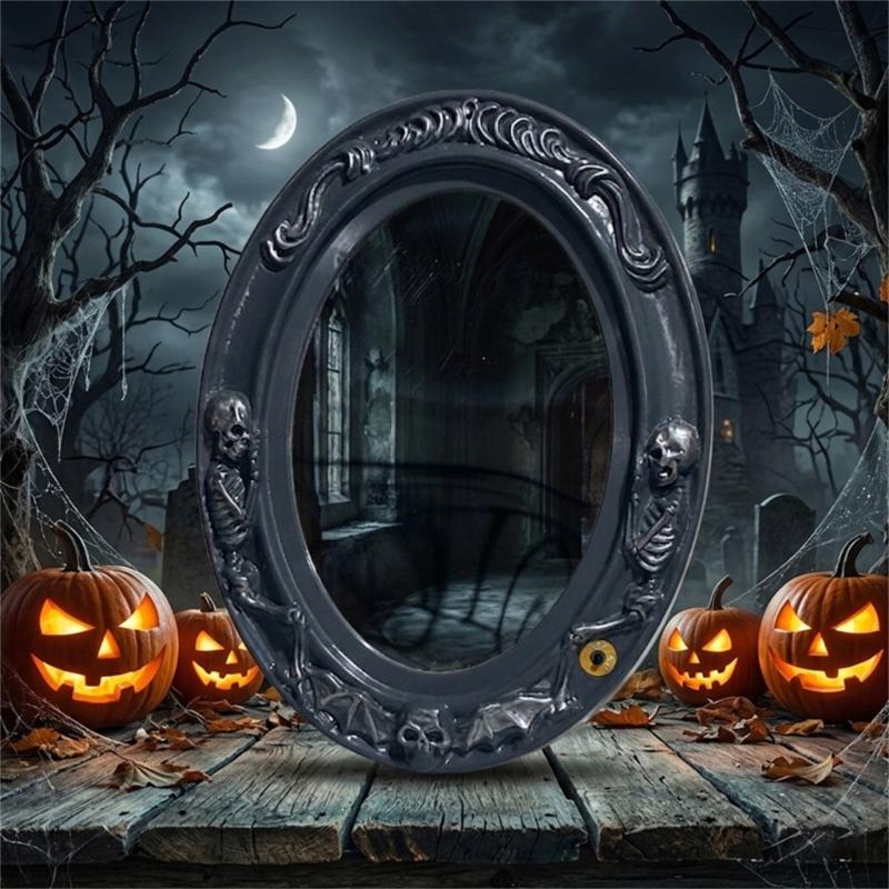 Luce Specchio Decorazione Halloween Illuminato Cornice Dettagliata Ornamento da Appendere per Ingresso Scaffali Parete Stile Sala Eventi