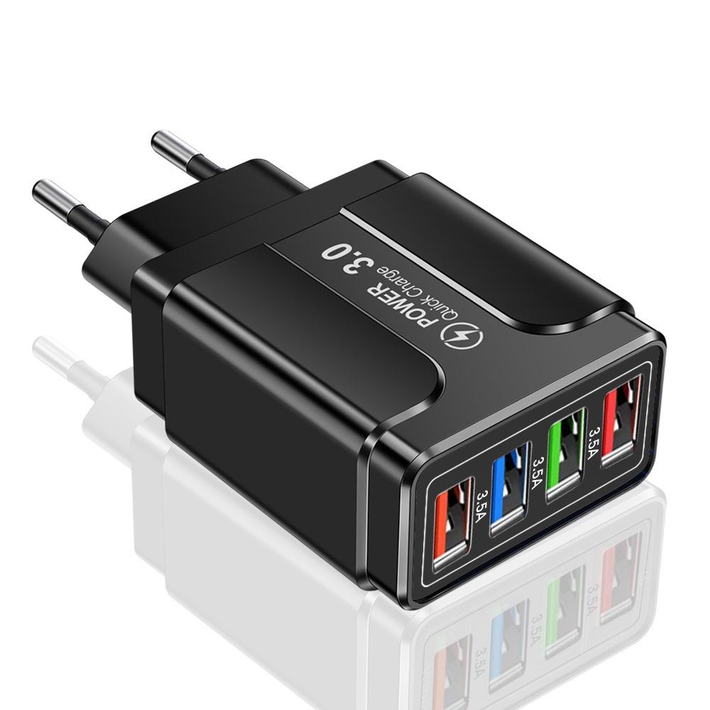 

Colorful 4-Port USB Mobile and Tablet Charger, 3A with US/EU Plug Options US Gray