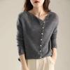 Herbst Winter Damenpullover Elegantes Knopfdesign Strickjacken für Damen Lässige Pullover Tiefer Rundhalsausschnitt Dünn Gestrickte Oberbekleidung