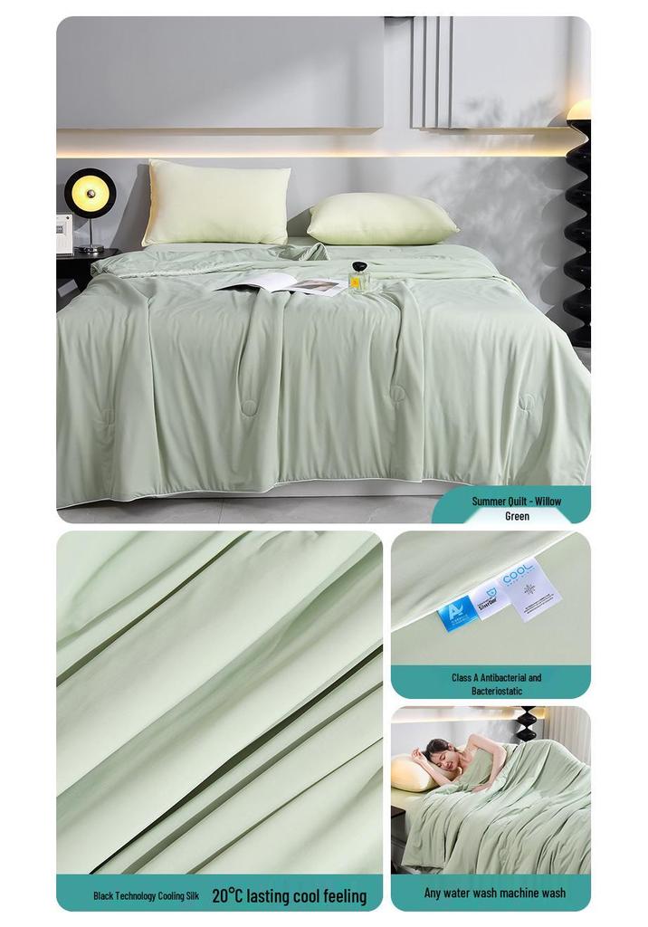 Class A Silk Summer Quilt: Antibacterial, Skin-Friendly, Solid Color for Mother and Baby, Ideal for Air Conditioning, Spring, and Autumn.