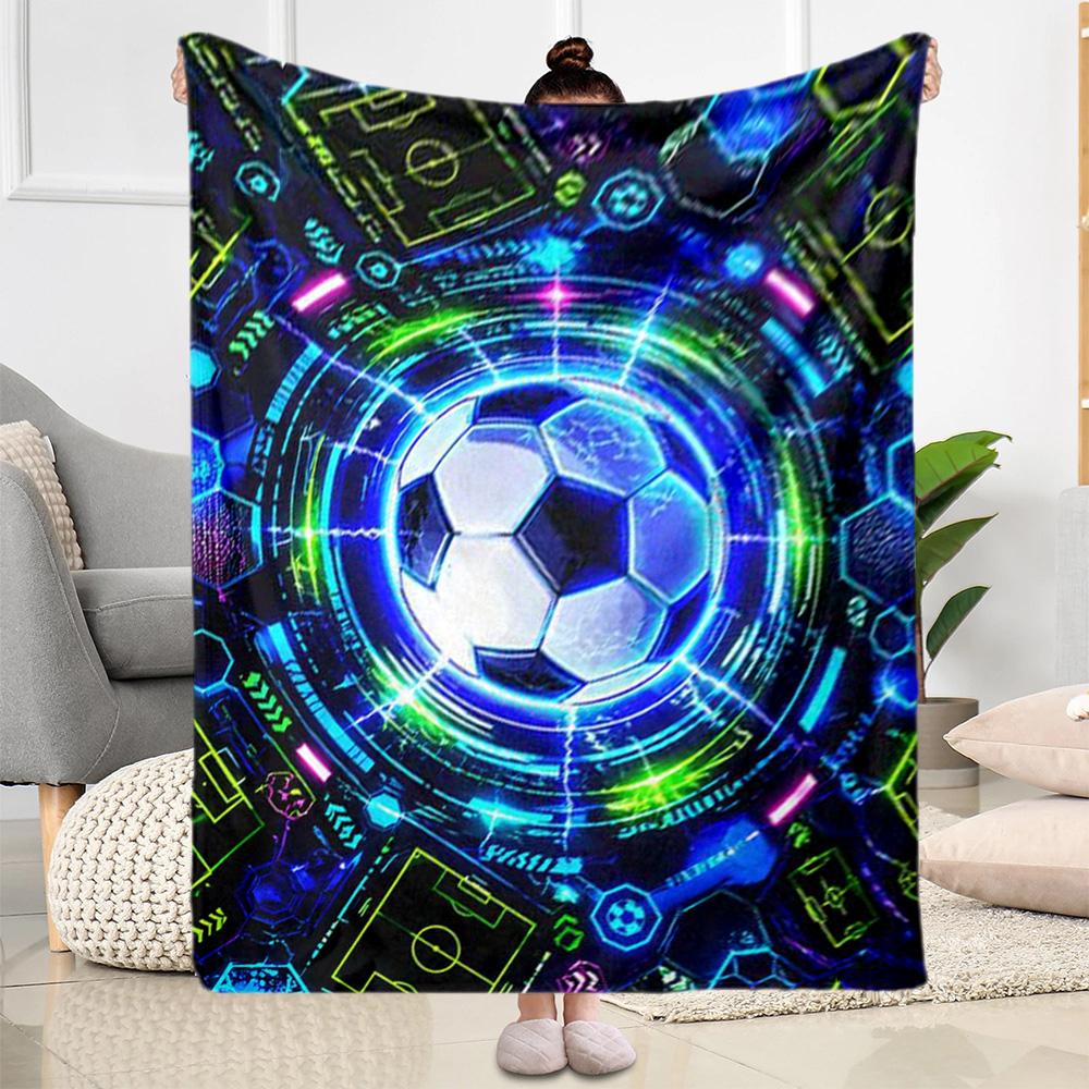 1pc Soccer Ball blanket Soft Warm Lightweight Perfect for Travel Camping Picnics Sofa Office Bed Living Room Ideal Gift for Friends and Family