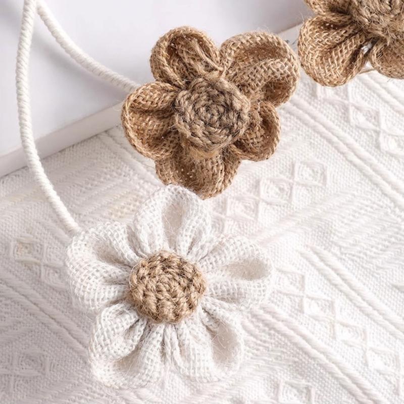 2Pcs Japanese Flower Curtain Tiebacks Bohemian Iron Rope Curtain Drapes Holder Clip Drapery Holdback Farmhouses Decors