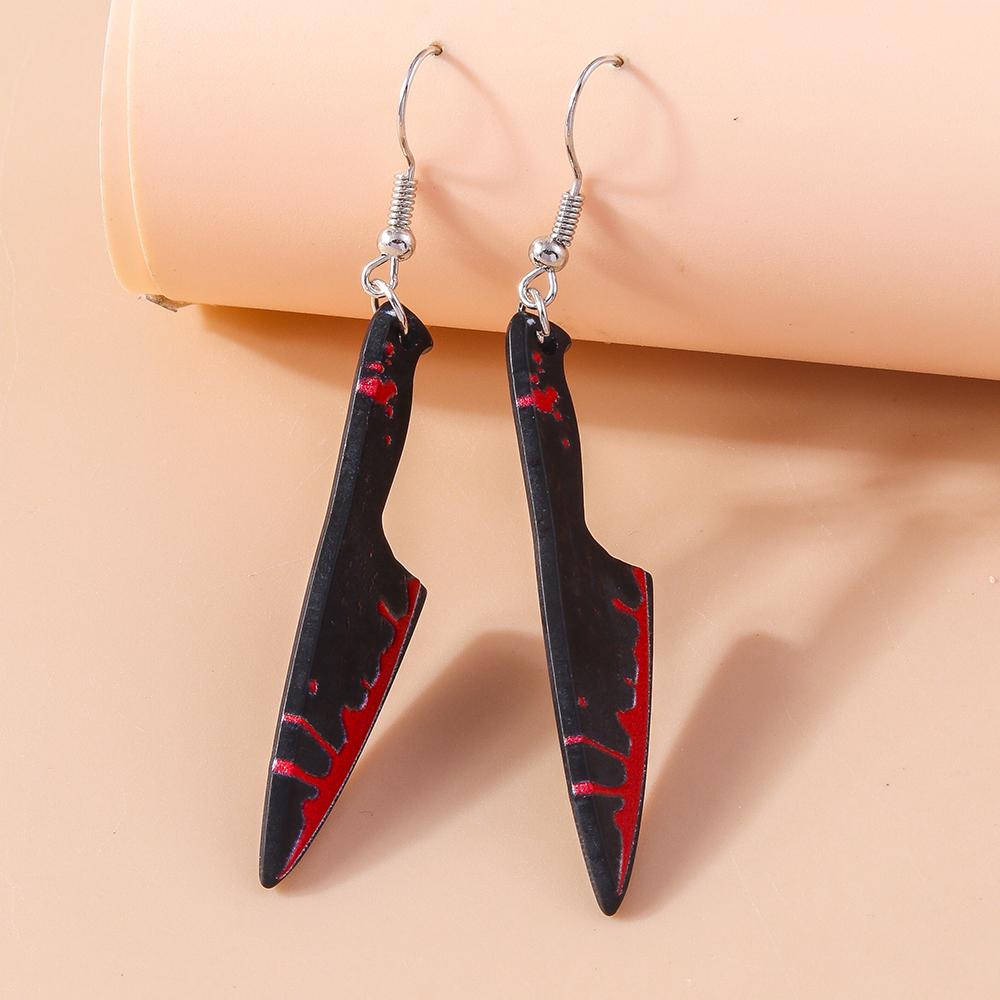 Halloween Bloody Knife Drop Earrings Punk Scissors Saw Dangle Hooks Earrings for Women Girls Night Party Jewelry Gifts