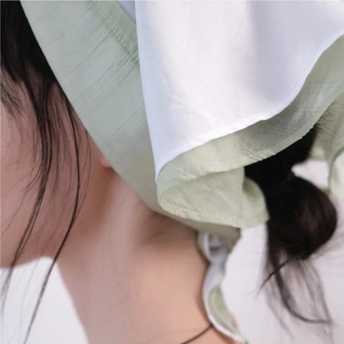 Rory Layered Scarf (white-light Green)