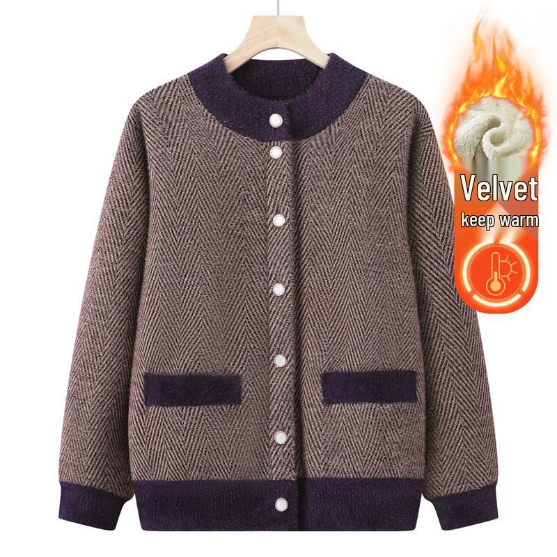 

Dàtáng Fūrén Elderly Women s Plush Lined Winter Cardigan 4XL
