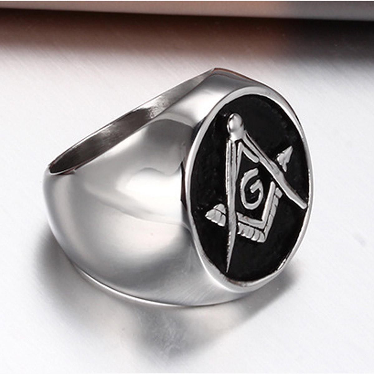 

Мужское титановое масонское кольцо, кольцо в стиле панк, мужские аксессуары 13 серебряный