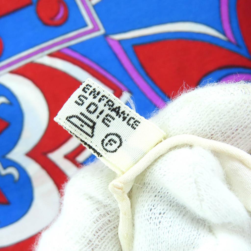 Great HERMES Scarf Paisley Motif All-over Print Stole Shawl Ivory Red Blue Silk Used