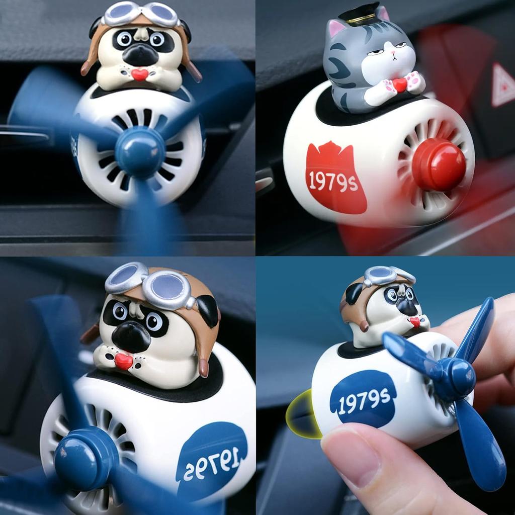 Car Air Freshener Cute Cartoon Bear Pilot Car Diffuser Rotating Propeller Automotive Air Outlet Fan Creative Car Perfume Decoration Car Accessories