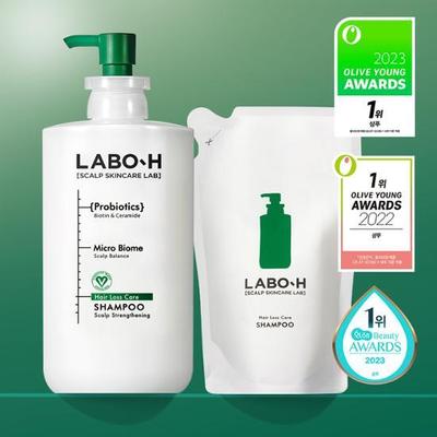 LaboH Kopfhautstärkendes Shampoo, Linderung der Haarausfallsymptome, 750 ml, Nachfüllplan (+600ML Nachfüllung)