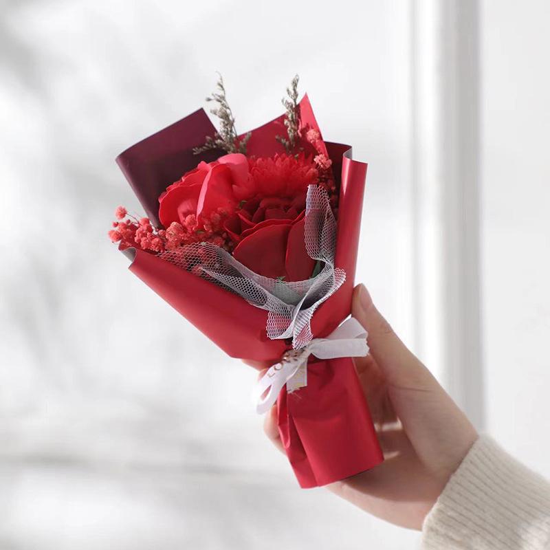 1Pc Artificial Mini Soap Flower Bouquet Fake Plants Simulation Rose Flower Valentine's Day, Mother's Day Party Gifts Decoration