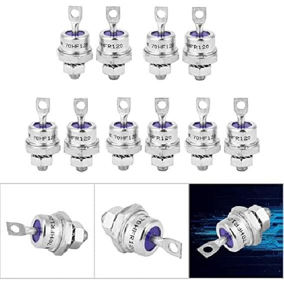5 Pairs Rectifier Diode Spiral, Mini 5 Pairs 70HFR120/70HF120 Spiral Rectifier Diode Kit 1200V 70A Mini 70HFR120 Blocking Diode Chassis Stud Mounting