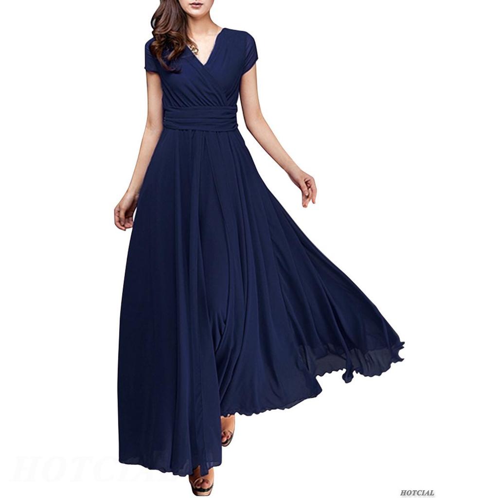 נשים בגדי נשים שרוולים קצרים סקסי מועדון Boho שמלת חוף ליידי קיץ מסיבת צוואר V עמוק עמוק שמלת מקסי נשים