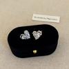 Flash Diamond Zircon Love Empty Stud Earrings Women'S French Retro Light Luxury Elegant Fashion Commuter Earrings
