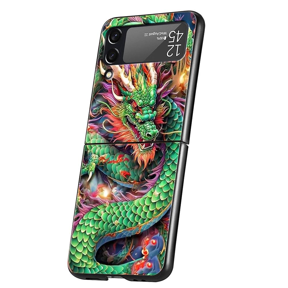 

Cartoon Dragon Hard PC Phone Case For Samsung Galaxy Z Flip 4 5 Black Cover For Galaxy Z Flip 3 Foldable Shockproof Case Capas Z Flip 4